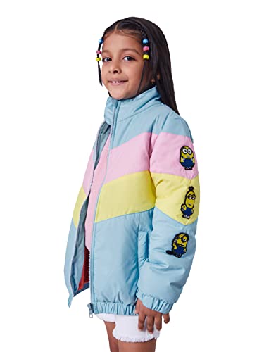 Image of The Souled Store| Official Minions: Characters Girls and Kids Jackets| Regular Fit Graphic Printed|Full Sleeve|100% Polyester Multicolored Girls Puffer Jackets