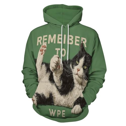 Sweat à capuche chat mignon en 3D, une idée de cadeau rétro et originale pour homme et femme.