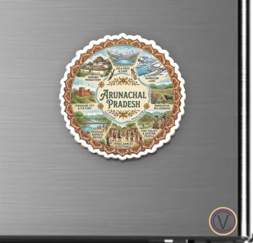 Image of Arunachal Pradesh Textured Finish Acrylic Fridge Magnet - UV Texture Printed, Stylish Multicolor Magnet for Fridge, Wardrobe & Metal Surfaces, Pack of 1 (Arunachal Pradesh)