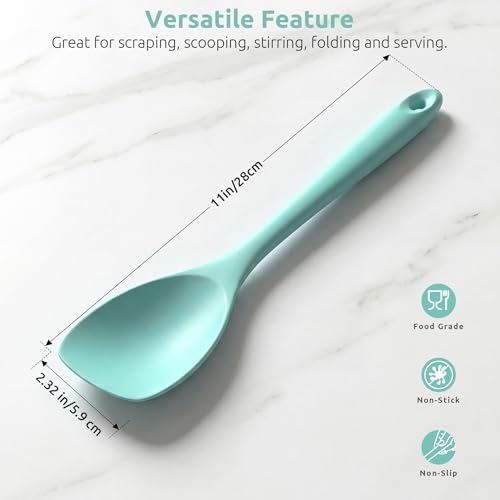 Image of U-Taste Silicone Cooking Spoon 600ºF Heat Resistant Scoop Spatula, Aqua Sky