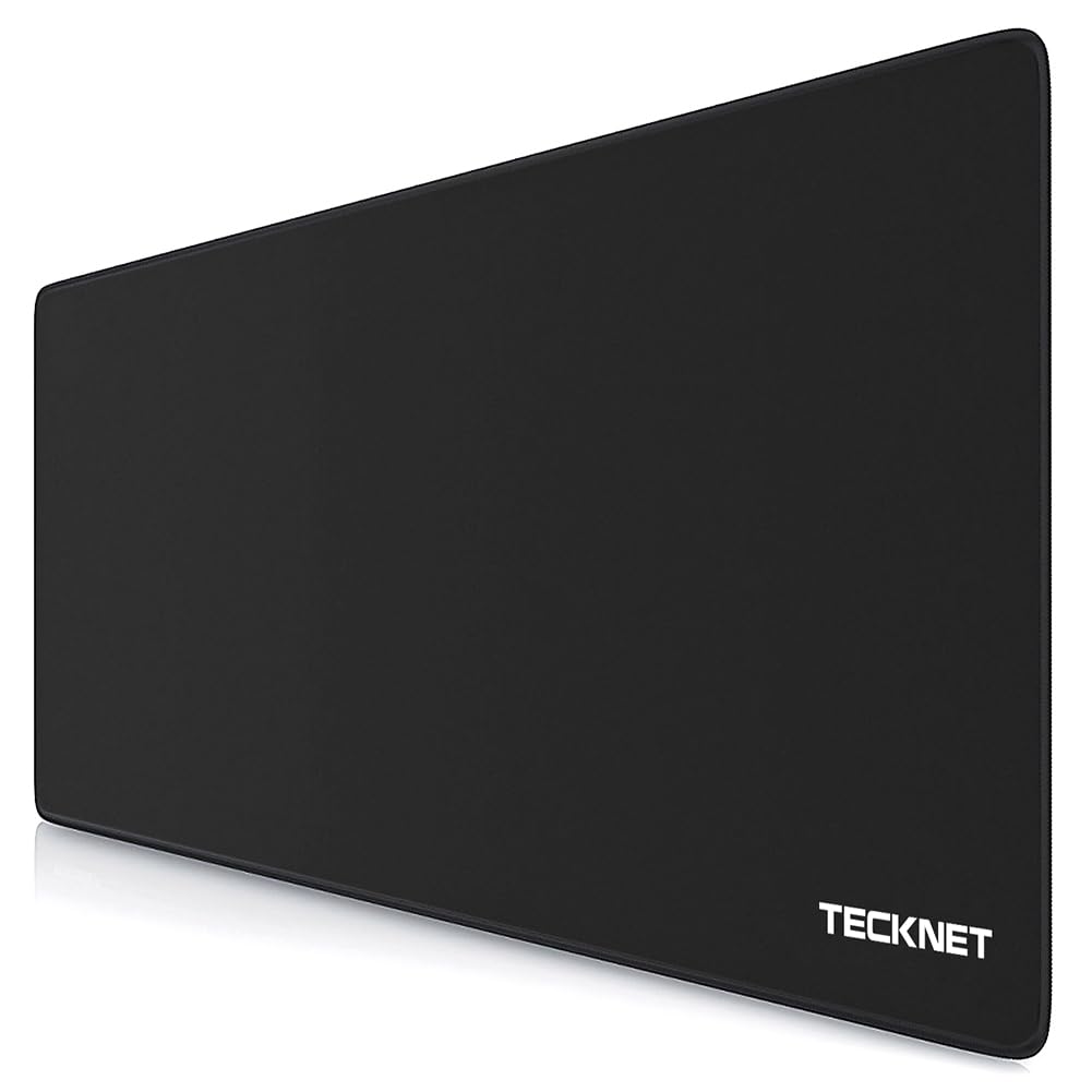 TECKNET Alfombrilla de ratón XXL Speed Gaming, 900 x 400 mm, alfombrilla de escritorio negra, alfombrilla de ratón para gamer, alfombrilla de ratón impermeable, superficie especial mejora la precisión