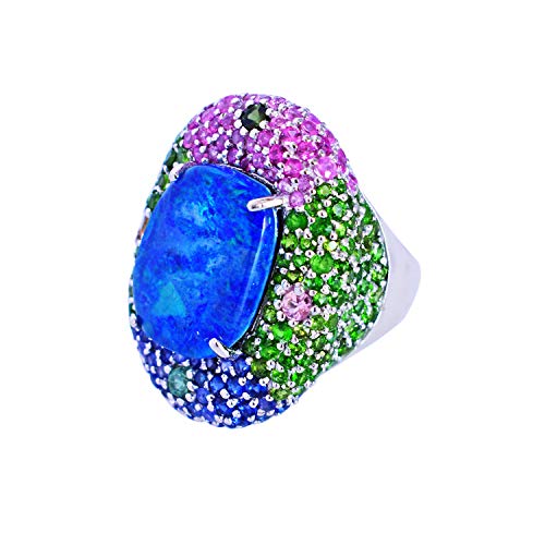 Bijoux en argent fin 925 unisexe sertis de gemmes multicolores d'exception