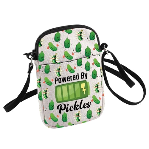 Pickles Lover Inspired Crossbody Bag Powered By Pickles Small Sling Bag Housewarming Pickle Canning Season Gift