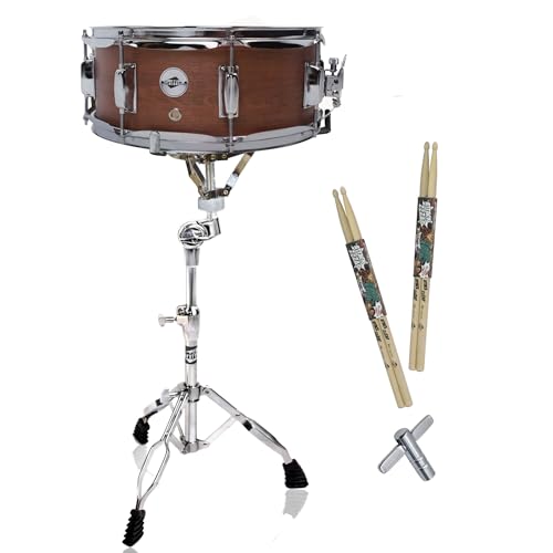 GRIFFIN Snare Drum Package with Snare Stand, 2 Pairs of Drum Sticks & Drum Key | Snare Kit with Poplar Wood Shell 14
