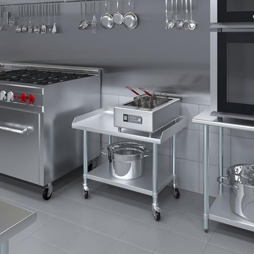Image of AmGood Stainless Steel Equipment Stand with Undershelf + Casters, Heavy Duty, Commercial Grade, NSF Certified (24 inch Width x 36 inch Length + Casters)