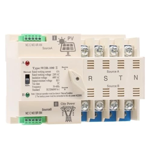 ATS 4P 100A interruptor de transferencia con conmutación automática de doble potencia 220V CA