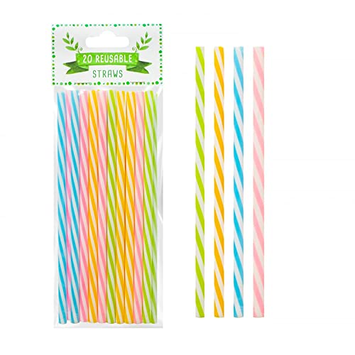 Reusable Plastic Straws, Pack of 20, Eco-Friendly, 4 Colours, Great for Parties and All Occassions, Multicolour Reusable Plastic Straws, Pack of 20, Eco-Friendly, 4 Colours, Great for Parties and All Occassions, Multicolour
