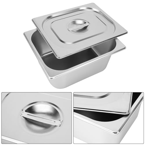 Image of 3 Pack, 1 /2 Size Stainless Steel Steam Table Pan with Lid, 6 Inch Depth Hotel Pans for Weddings, Parties, Restaurants, Cafeterias and Hotels