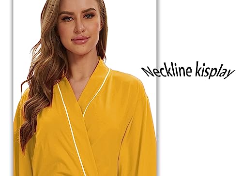 Sweet Rabbit Womens Bathrobes Lightweight Kimono Robes Knit Robes Soft Sleepwear Loungewear (As1, Alpha, M, Regular, Regular, Yellow) #TOP4