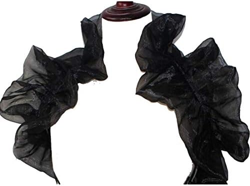 MAYSONG Women's Ruffled Bolero Collar Scarf with Ruffles Black
