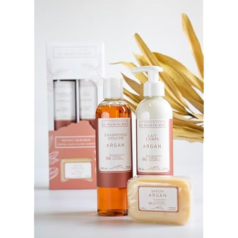 La Savonnerie du Pilon du Roy Argan Oil Coffret Gift-Box Set with Body Shower-Gel Body Milk and Soap Bar with Regenerative Vegetable Oil Hydrating and Nourishing Lotion for All Types of Skin Cover
