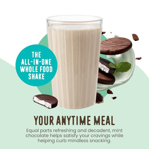 Image of FlavCity All in One Protein Shake Powder, Mint Chocolate - On the Go Meal Alternative + Collagen Peptides, Reishi & Cordyceps - Focus, Skin, Hair & Joint Support - 100% Grass Fed Whey, 20 Servings