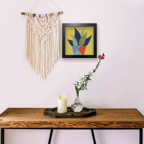 Image of FREEBLOSS Plants Punch Needle Embroidery Starter Kits for Adults Beginners, Framed Punch Embroidery Kit Include Instructions, Punch Needle Fabric with Potted Plants Pattern, Rug Punch Needle Kit
