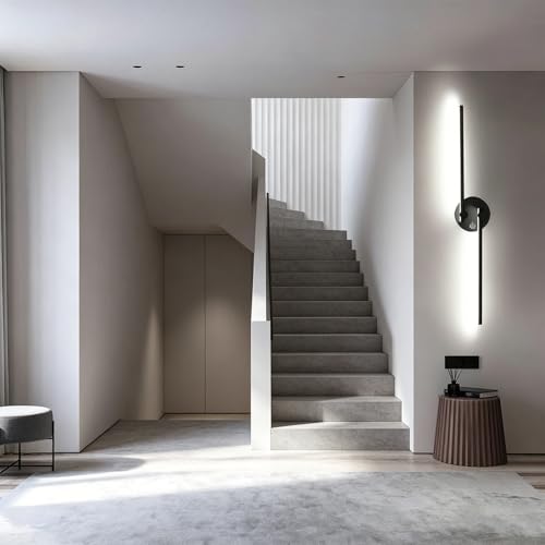 Image of Kawell 12W LED Wall Light Hardwired with Switch 300 Rotatable Arms Modern Sconce Lighting for Living Room Bedroom Hallway Indoor Energy Efficient Fixture, Black 6000K