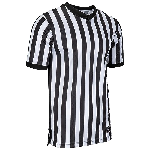 Champro Whistle Basketball Officials' Dri Gear Polyester Jersey, Adult X-Large, Black, White