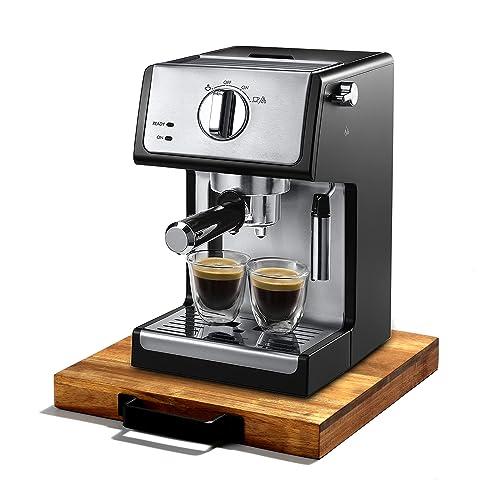 Bandeja deslizante de acacia natural para máquinas de café miniatura 2