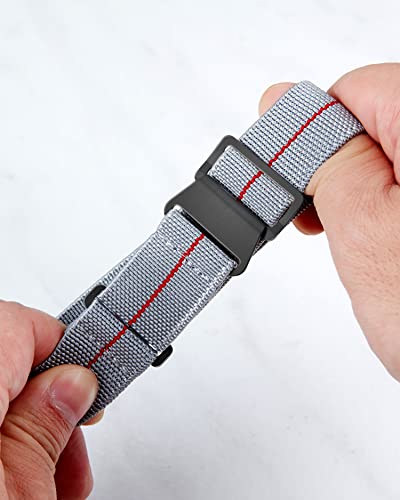 Image of BINLUN Elastic Nylon Watch Band 18mm 20mm 22mm Marine Nationale Fabric Military Parachute Replacement Watch Strap Men Women Silver & Black Buckle - Upgraded Hook-and-Loop Buckle