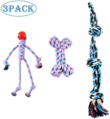 Chewers Play Dog Rope Toy for Medium Dogs & Puppy, Teething, Tug War - Tough Dog Toys Set 3-Piece Assortment