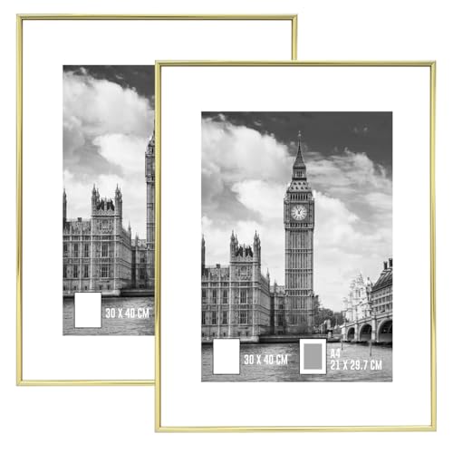 Image of GOmaize Front Loading Aluminum alloy Gold Picture Frame 30x40cm Set of 2 Wall Mounting