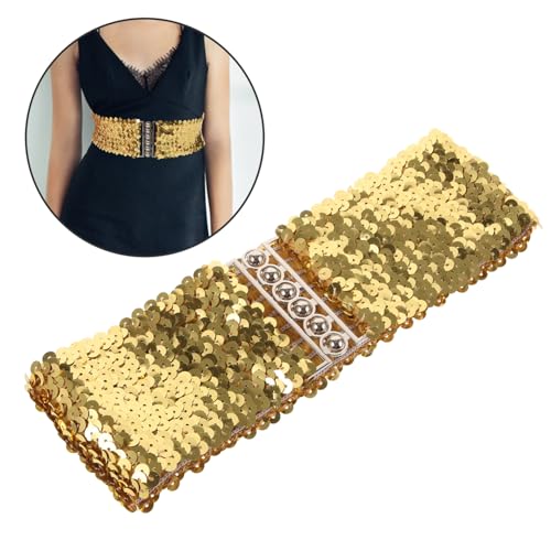Elegant Sequin Stretch Waist Belt for Women Glittering Dress Accessory Soft Comfortable Wide Band Lightweight Fashion Belt for Parties and Special Occasions3