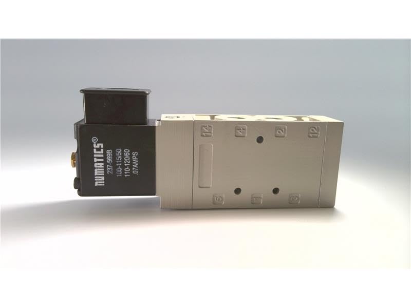L11BA452OG00030 L1 Single Solenoid Pilot, 1/4" Inline, Spring Return, 2 Position, 4-Way (5/2), Din Plug-in Air Pilot, ISO 228/1-G Pressure Ports, 110 VAC - 120 VAC, 50 Hz - 60 Hz