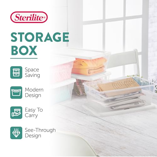 Sterilite 12-Pack 6 Quart Storage Boxes, Stackable Clear Plastic Bins with Snap-On Lids – Heavy-Duty Organizing Containers for Closet, Bathroom, and Office - Image 3