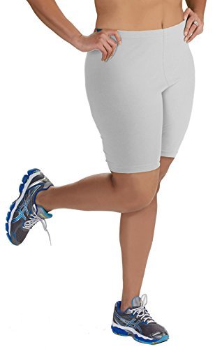 Popular Bike Shorts Women Plus Size - Soft Cotton Biker Shorts. Great Gym, Workout, Running, Yoga Shorts White 1X