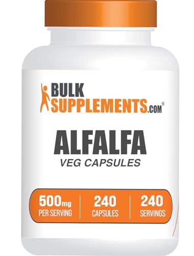 BulkSupplements.com Alfalfa Extract Capsules - Alfalfa Supplement Green Superfood Supplement - Vegan & Gluten Free 1 Capsule per Serving (500mg) 240 Count (Pack of 1)