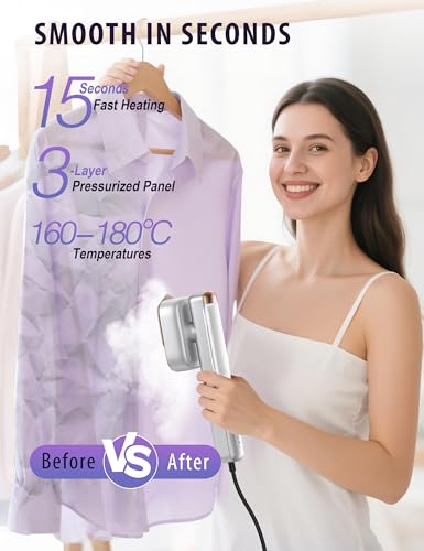 Image of Smart Steam irons Handheld Steamer for Clothes - Global Voltage Adaptation, Palm-Sized & Lightweight (0.8lb), Dual Steam Modes, Easy Wrinkle Remover, Auto Shut-Off, for Travel & Home