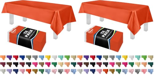 Image of Grandipity 24 Pack Premium Disposable Plastic Tablecloth 54 Inch. x 108 Inch. Decorative Rectangle Table Cover - Orange