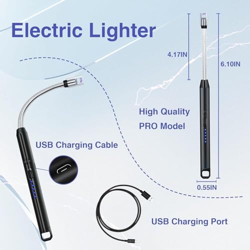 Image of KBZONE Rechargeable Electric Gas Lighter for Kitchen Use Electric Stove Lighter for Kitchen Cooking Gas Stove BBQ Pooja,Candles 360 Flexible Neck Arc C-Type USB Plasma Lighter Windproof