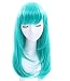 ROLECOS Womens Long Straight Party Wigs Synthetic Hair Wig Teal Green