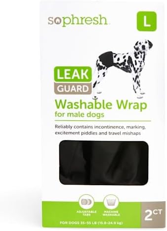 So Phresh Envoltura protectora de fugas lavable para perros machos, paquete grande de 2