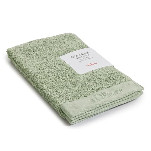 s.Oliver Serviette d'invité 30 x 50 cm – 100 % coton, 600 g/m², douce et absorbante, serviette d'invité vert clair