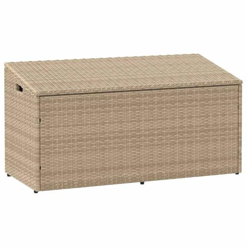 vidaXL Caja de almacenaje jardín ratán sintético Beige 110x50x58 cm, Caja de Almacenamiento de jardín, Almacenamiento de Cojines al Aire Libre, Caja de Almacenamiento de Cojines al Aire Libre