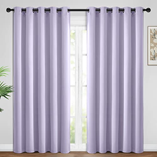 Yakamok Light Blocking Room Darkening Thermal Curtains - Blackout Curtains with Grommet Top for Bedroom/Living Room (62Wx84L, Lilac, 2 Panels)