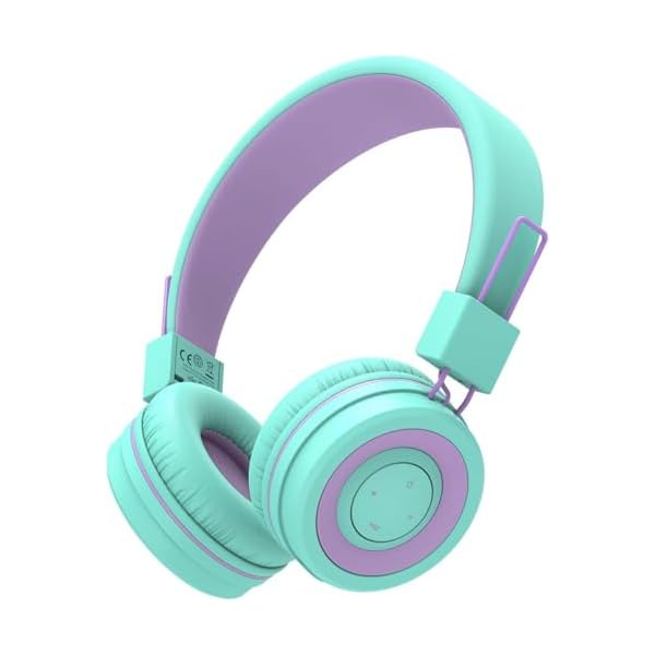 iClever Kids Bluetooth Headphones, BTH02 93H Playtime Type C Fast Charging, Bluetooth 5.4, Adjustable Kids Headphones, Safe Volume 85 dBA, Foldable Kids Wireless Headphones with MIC for iPad, Green