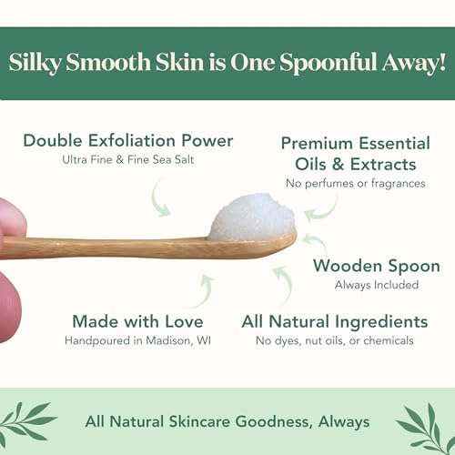 Bare Botanics Coconut Vanilla Body Scrub 24oz | Made in Madison, WI | All Natural Sea Salt Exfoliator w/ Skin Loving Moisturizers | Vegan & Cruelty Free | Gift Ready Packaging w/ a Cute Wooden Spoon - Image 5