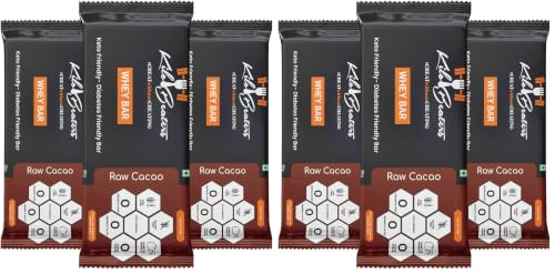Image of Kilobeaters Raw Cacao Protein Whey Bars For Diabetics & Fitness Enthusiasts, Zero Sugar & Zero Preservatives, 30 gm - (Pack Of 6)