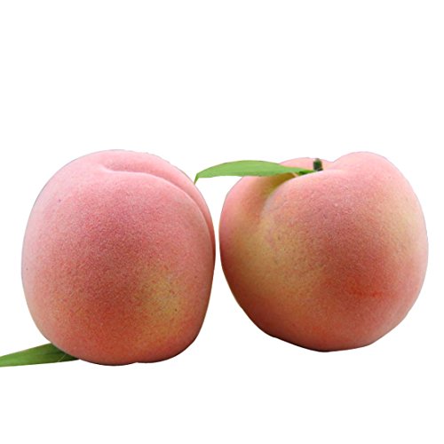 Lorigun Artificial Juicy Peaches Simulación Frutas Falsas Melocotones con Hoja Apoyos de Fotos Decoración para el Hogar X 5Pcs