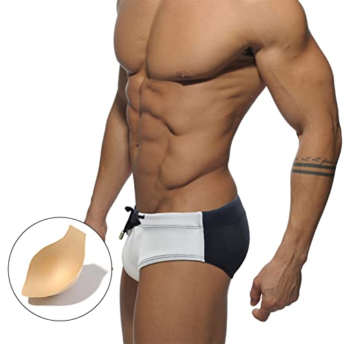 Aieoe Men Swimwear Briefs Drawstring Quick Dry Swim Bikini Athletic Solid Swimming Shorts Stretch Sexy Sport Bathing Suit Briefs Us Size Xl #TOP5