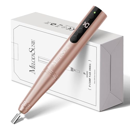 Image of MelodySusie Pen-Shaped Portable Cordless Nail Drill, PC180F 25000RPM Rechargeable Electric File with LED Display for All Nail Care, Manicure Shaping & Acrylic Gel Removal for Nail Artists DIY at Home