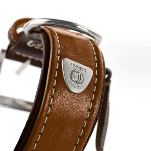 HUNTER TARA Hundehalsband, Leder, Juchtenleder, belastbar, witterungsbeständig, 65 (L), cognac/dunkelbraun