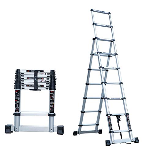 TYXTYX Escalera telescópica de Bricolaje para Exteriores con reposabrazos retráctil, Escalera de extensión Plegable para el hogar, Diario, Oficina. Y escaleras, Carga 200 kg (tamaño: 3,4 m + 2,6 m Cover