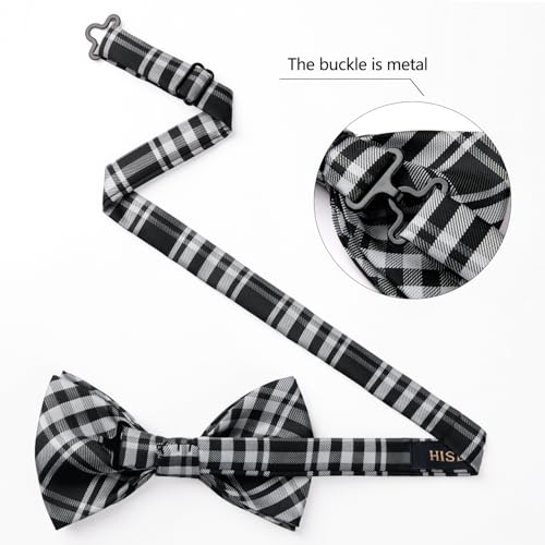 Image of HISDERN Bow Ties for Men Pretied Bowties Classic Formal Business Bow Tie Adjustable Tuxedo Bowtie for Wedding Party