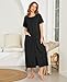 Ekouaer Women Robes Zipper Front Short Sleeve Full Length Housecoat with Pockets Loungewear Black,L