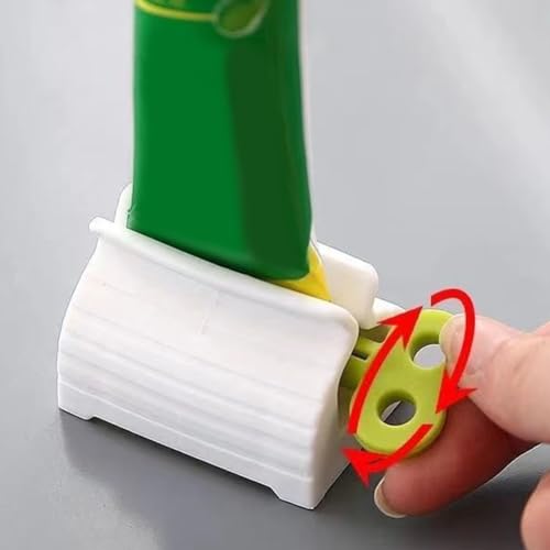 XIZONLIN 5Pcs Toothpaste Squeezer Rolling Tube Squeezer Plastic Toothpaste Dispenser Rotate Toothpaste Seat Holder Stand Roller Squeezer for Bathroom Green - Image 3
