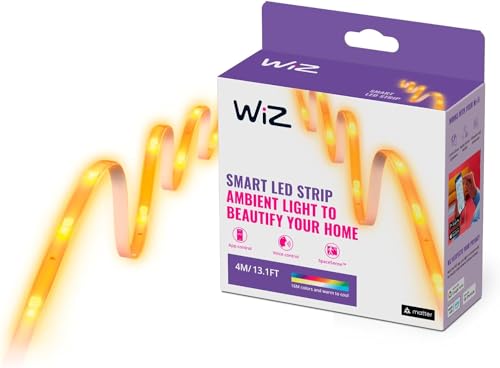 WiZ Striscia LED WiFi, Luce Bianca o Colorata Dimmerabile, 4 M, 11W, Alimentatore Incluso, Tecnologia SpaceSense, Controllo Vocale (Alexa, Apple HomeKit, Google Home)