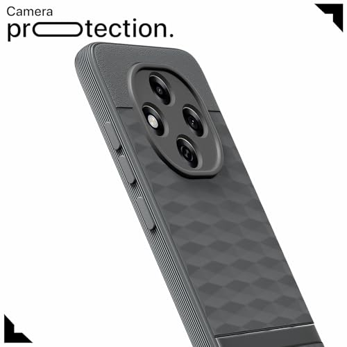 Image of Pikkme Back Cover for Oppo F31 Pro 5G Camera Protection 3D Hexa Cube Design Silicone Protective Bumper Case (Grey)