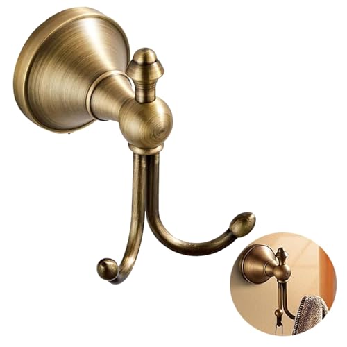 Vintage Brass Towel Hook Hanger Double Robe Hooks Wall Mounted for Bathroom Bronze Antique Brass Wall Towel Robe Hook Clothes Hanger/for Kitchen Room high Load-Bearing - Image 3